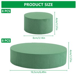 YAYODS Pack of 16 16.5/8 x 4 cm Floral Foam Round - Floral Foam Green - Sponge for Flowers - Flower Arrangement for Fresh Flowers - Flower Arrangements for Crafts, Weddings, Decoration