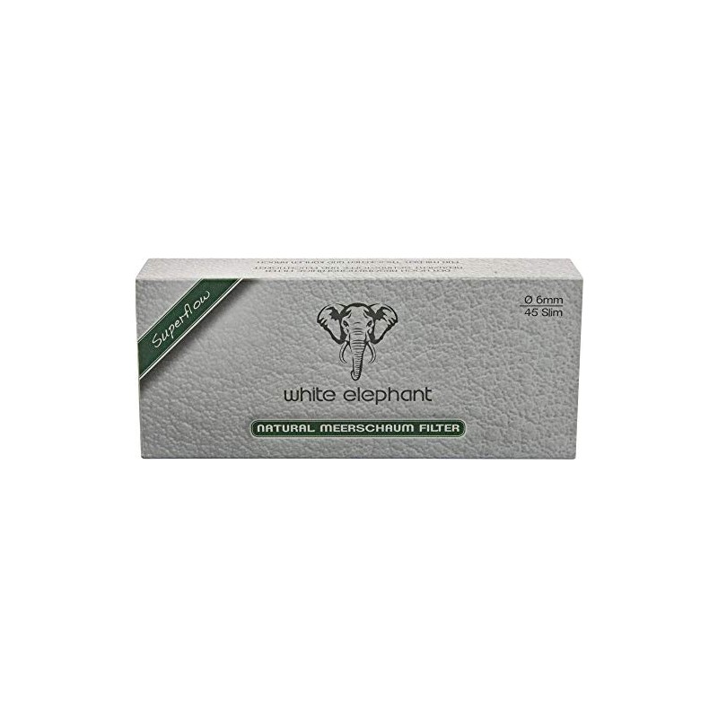 Pfeifenfilter White Elephant Natur-Meerschaumfilter 6 mm 1 Schachtel à 45