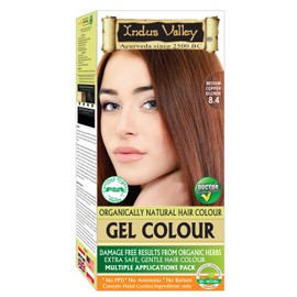 Indus Valley Natural Organic Damage Free Permanent Gel Hair Color, Ammonia Free, Vegan, Cruelty Free, Up to 100% Gray Coverage |Doctor Recommended| Bio Natural Certified-Medium Copper Blonde 8.4(20gram+200ml) Pack of 1