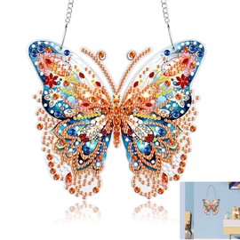 Oslynia Butterfly Diamond Painting Kits for Adults, 7.9x7.9 Inches Colorful Diamond Painting Kits for Home Wall Door Window Art Hanging Ornaments, Crafts for Adults DIY Acrylic Board Gem Art Dotz Kit