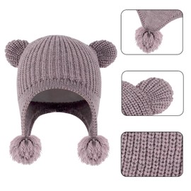KAKU NANU Baby Hat Winter Hat with Ear Flaps Warm Beanie Hat Children, Knitted Hat for Boys and Girls, Plain, Suitable for Children Aged from 6 Months to 4 Years, Deep Purple