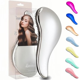 STEART cepillo para cabello. Cepillo desenredante para cabello rizado, grueso, natural, liso, fino, húmedo o seco para mujeres, niños y niños pequeños (Plata brillante)