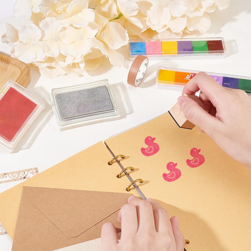 OLYCRAFT Duck Wooden Rubber Stamp 1 Inch Square Wooden Stamps