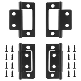 Cionyce 12 PCs Non-Mortise Door Hinges, Heavy Duty Chest Bifold Butt Cabinet Hinges, Black for Furniture Windows Cupboard, 2" x 0.9"