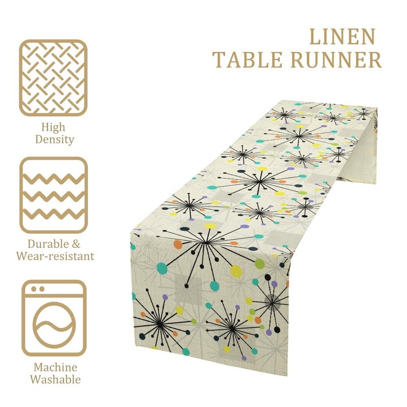 Mid Century Geometric Table Runner,Table Runners for Kitchen Dining Modern