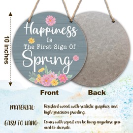 Welcome Spring Door Sign, Spring Floral Rustic Wood Door Hanger, Minimalism Decorations Wall Sign, Indoor Outdoor Wall Hanging Sign For Farmhouse Home Garden Yard Decor, 14