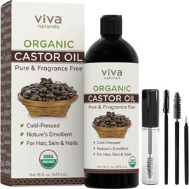 Viva Naturals Organic Cold Pressed Castor Oil 16 Fl Oz Hair Growth Serum Beauty Kit
