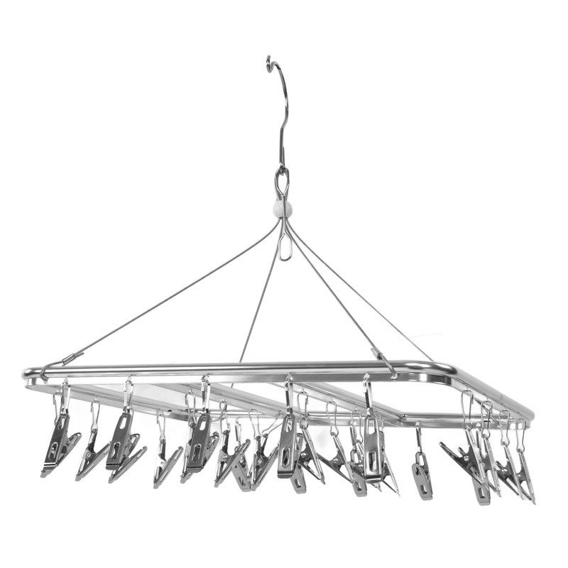 Multifunction Aluminum Alloy Laundry Drying Rack with 26 Clips for