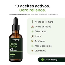 Fresh Scalp Oil – Aceite Capilar Pre-Lavado con Romero, Ricino, Menta y Tea Tree para Cuero Cabelludo y Cabello Débil, Fórmula Natural sin Siliconas n