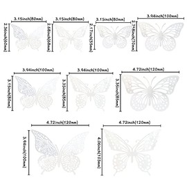 Gyufise Paquete de 36 adornos de mariposa 3D con láser plateado para cupcakes, decoración hueca para cumpleaños, boda, fiesta de hadas, calcomanías de