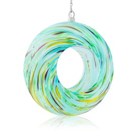 Yinns Mosaic Bird Feeders for Outside Hanging Fly Through Bird Feeder with Round Shape Solar Birdfeeder for Yard Garden Decor