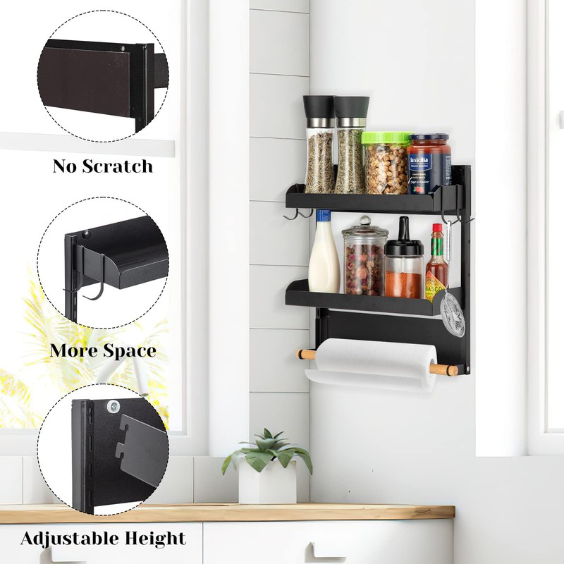 Fashionwu Magnetic Spice Rack, 2 Tier Magnetic Spice Organizer for