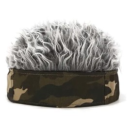 Gray Men Wig Hat, Men Artificial Wig Hat Camouflage Grey Color Size Adjust Funny Short Hair Wig Headband