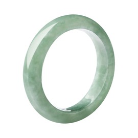 BJIMIDTI Myanmar Burmese Jadeite Jade Band Ring(Size:12), Natural Light Green Jade Ring Simple Gemstone Ring Jewelry Gift