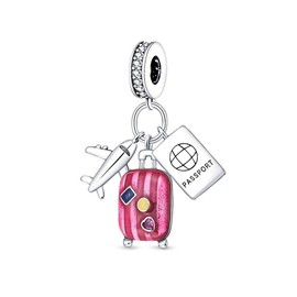 Airplane, Passport & Suitcase Design Dangle Charm, Fashionable Fiy Jewelry for Women & Men, Trendy All-match & Exquisite Diy Jewelry for Birthday Gift