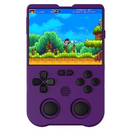 XU10 Retro Handheld Game Console,3.5 Inch IPS Screen Built-in 64GB TF Card,with 3000mAh Battery,Linux System RK3326S Chips Portable Retro Nostalgic Game Console,Over 20 Emulator(Purple)