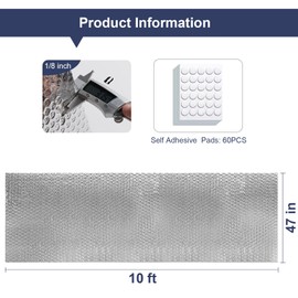 DGSL Double Reflective Bubble Foil Insulation Foam, 47 in X 10 FT Aluminum Foil Thermal Insulation Radiant Barrier for Window, Garage Door, RV, Roof