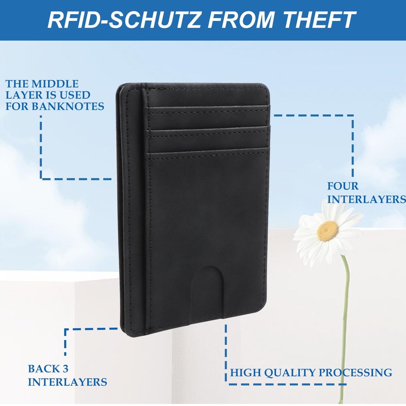 DXLing Leather Mini Wallet Credit Card Holder for Men, Card