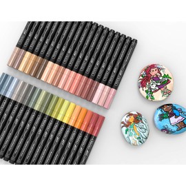 36 Acrylic Paint Markers Paint Pens Skin and Natural Earth Tone Set 0.7mm Extra Fine Tip For Rock Painting, Canvas, Mugs, Glass, Wood, Ceramic, Fabric, Scrapbooking. Non-Toxic, Quick Drying Waterbased