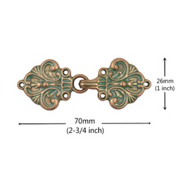 Bezelry Fleur De Lis - Cierres de gancho y ojo, paquete de 4 pares de 70 mm x 26 mm (Cobre verde)