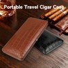 Cigar Travel Case Leather Cigar Humidor Cedar Wood Lining, 4-