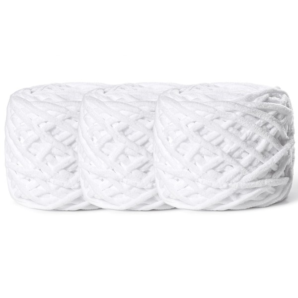 3 Pack Fluffy Chenille Chunky Yarn for Crocheting 100g(65.6yd) -