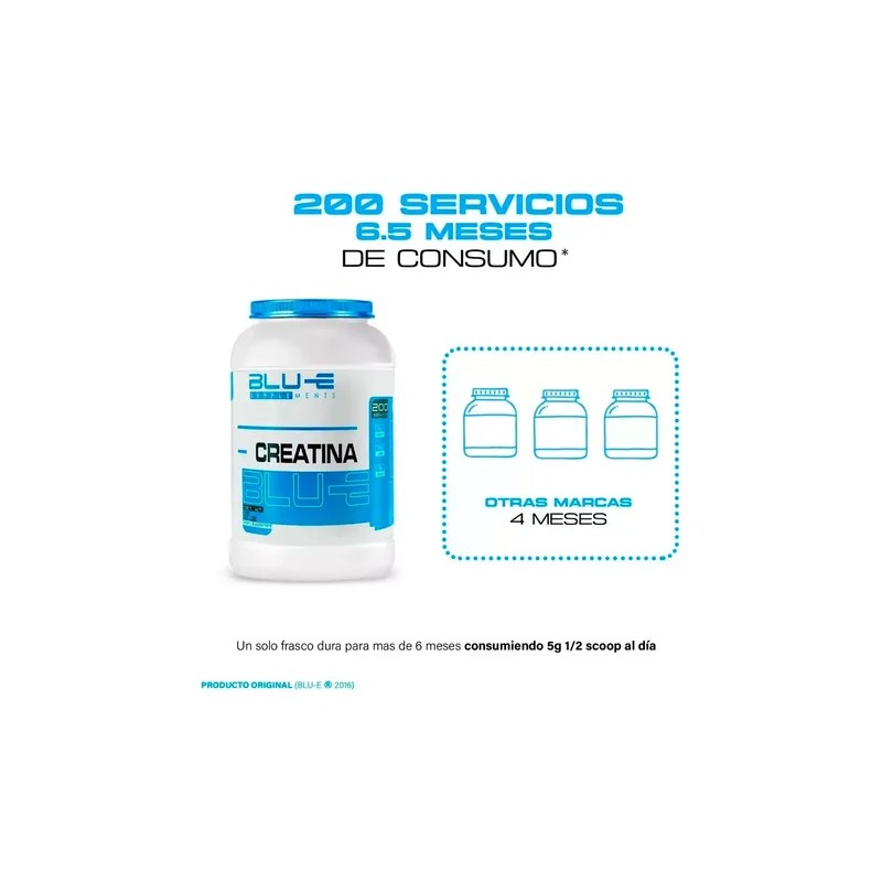 Creatina Blu-e Monohidratada 1k 200 Servicios Varios Sabores