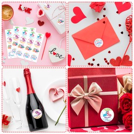 JUESMOS Valentines Stickers - Valentine Gift Tag Stickers- Valentines Labels Stickers for Kids - Dinosaur Happy Valentine's Day Stickers Labels for Envelopes Boxes School Classroom Valentines Decor