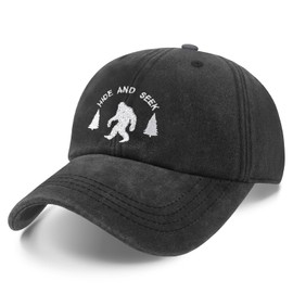 Vitælle Bigfoot Sombreros para hombres y mujeres, bordado Sasquatch Trucker Hat para hombre, divertido regalo Sasquatch Gorra de béisbol ajustable de algodón, Azul, Medium-Large