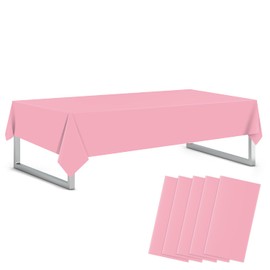 Xnluothsk Pink 5 Pack 54 x 108 Inch Plastic Tablecloth Disposable Tablecloth for Rectangle Table, Party Plastic Table Cloth