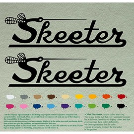 Pair Skeeter Vintage Aftermarket Compatible Replacement Decals Vinyl Stickers Boat Outboard Motor Set of 2 (24", Black 070)