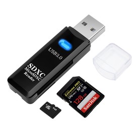 AIYEEN USB3.0 SD/TF Card Reader, USB 3.0 5Gbps High-Speed Dual Slot OTG Memory Card Adapter for TF/Micro SD/SD/SDXC/Micro SDXC/Micro SDHC Memory Cards, Compatible with MacBook Pro/Air (Black)