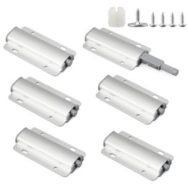 Pack of 6 Pressure Door Openers Aluminium Push to Open Door Opener with Screws Cabinet Door Damper Drawers Damper Magnetic Closure Cabinet for Doors Cabinet Doors Balcony Doors