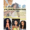 Kinky Curly Half Wig Human Hair 3 In 1 Seamless