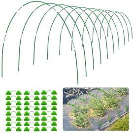 JARDILIFE Garden Hoops for Raised Beds, 50pcs 7ft Grow Tunnel Greenhouse Support Hoops Rust-Free Frame for Garden Netting Row Cover Fabric, 10 Set DIY Fiberglass for 3 & 4 Ft Wide, 30pcs Clips