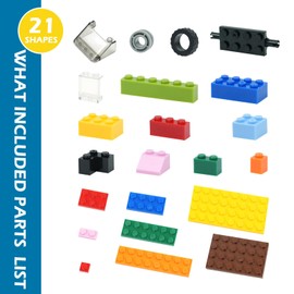 BroTex Classic Creative Building Blocks, 320 Pieces Wheels and Axles Tyres Car Parts, Construction Toy Gift for Boys and Girls