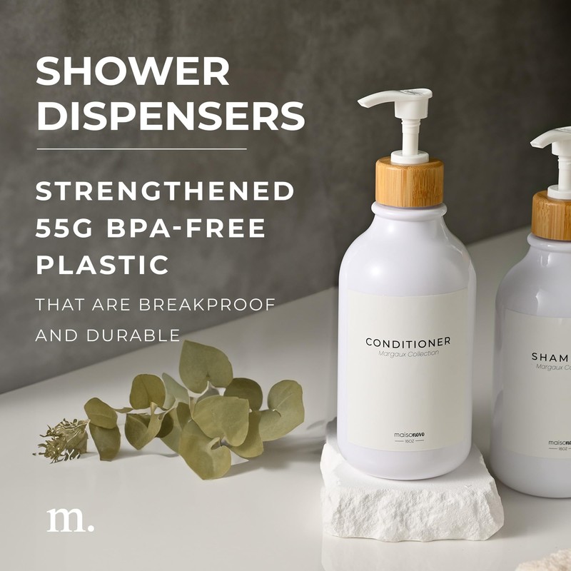 MaisoNovo Refillable Shampoo and Conditioner Bottles | 16.9 fl oz