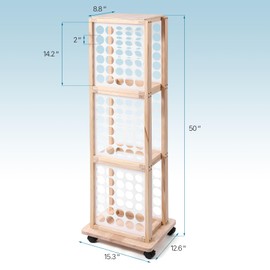 NewEle Mobile Vinyl Roll Holder - 90 Compartments Vinyl Storage Cart with Locking Castor Wheels, Wooden 3 Tier HTV Organizer Rack for Craft Room Home DIY (2" Hole Size)