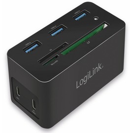 LogiLink UA0370 USB-C Multiport Mini Dock 10-in-1 Connector, with PW (Power Delivery), Black