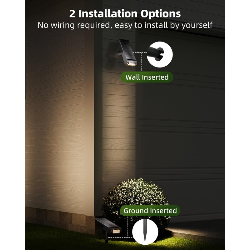 EZVALO Solar Spot Lights Outdoor Waterproof IP67, 3 Lighting Modes