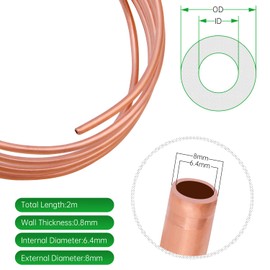 Copper Tube 8 x 0.8mm - Soft Copper Tube / R410-2m Ring for Air Conditioning, Immersion Cooler Manufacturing etc