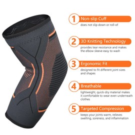 ACWOO Elbow Brace, Non-Slip Tennis Elbow Bandage, Elbow Cuffs for Men and Women, Golfers Elbow, Suitable for Tendonitis, Joint Pain, Strength Sports, Outdoor Sports