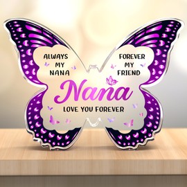 Gleevara Nana Gifts, Nana Christmas Gifts - Butterfly-Shaped Acrylic Plaque - Gifts for Nana from Grandchildren on Her Birthday Mothers Day Valentines