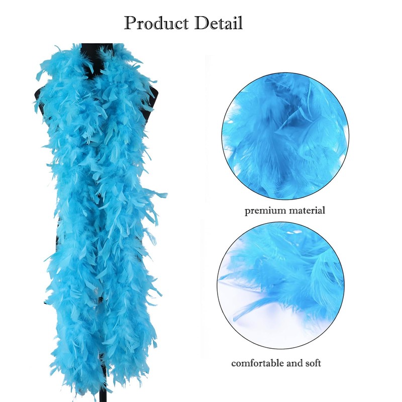 JNGTKL Feather Boa, 2m Blue Feather Boa And Heart Rimless