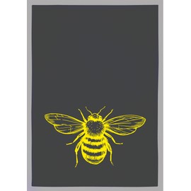 WESTCRAFT Maritime Tea Towels, Funny Sayings / Kitchen Towel - Dish Towel Vintage Kitchen Decoration Made of 100% Cotton 50 x 70 cm (Dark Grey Bee)