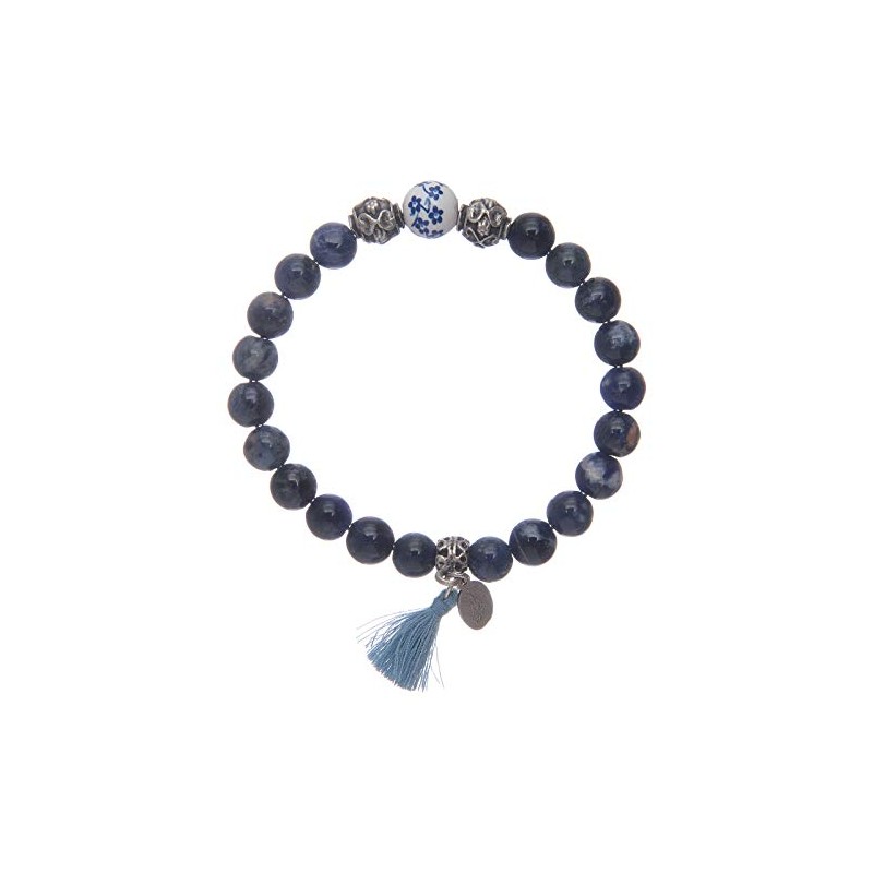 Holyart Elastischer Armband blaue Sodalith Perlen 8mm