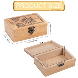 GLOBLELAND Sun and Sunflowers Beech Wooden Tarot Storage Box for Tarot Cards Engraving Jewelry Box Tarot Card Box for Crystal Holder Storing Holy Witchcraft Tools, 5.12x3.23x1.46in