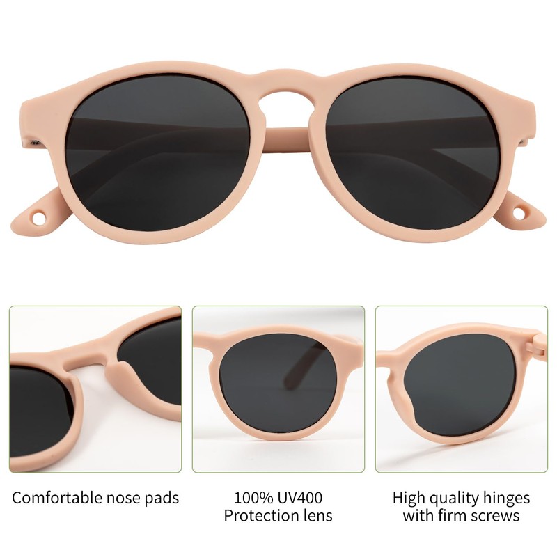 Baby Sunglasses, 2Pack Toddler Sunglasses with Strap for 3-24M, Polarized