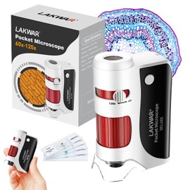 60x-120x Mini Pocket Microscope for Kids Adults, Portable Handheld Microscope with Microscope Slides, Miniscope Portable Microscope for Kids Little Scientist Students School Minilabsters Education