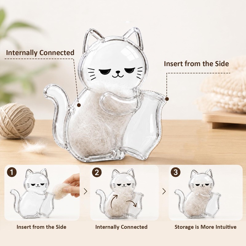 2pcs Cat Fur Keepsake Fridge Magnets, Clear Cute Cat Hair